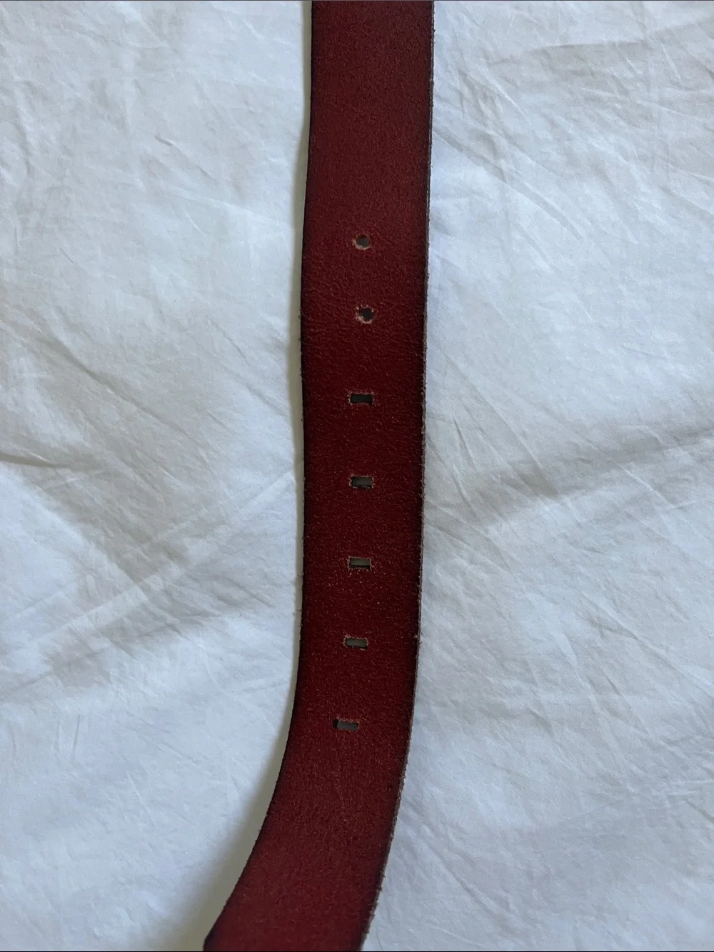 Fossil red leather burgundy maroon deep red floral imprint leather belt